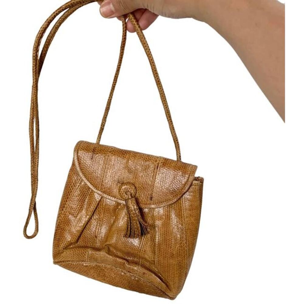 Women's Brown Genuine Reptile Leather Crossbody Purse